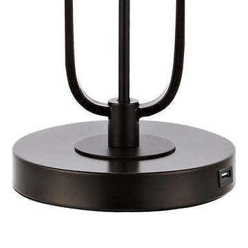 Hank 27" Industrial Farmhouse Iron LED Table Lamp with USB Charging Port - JONATHAN Y